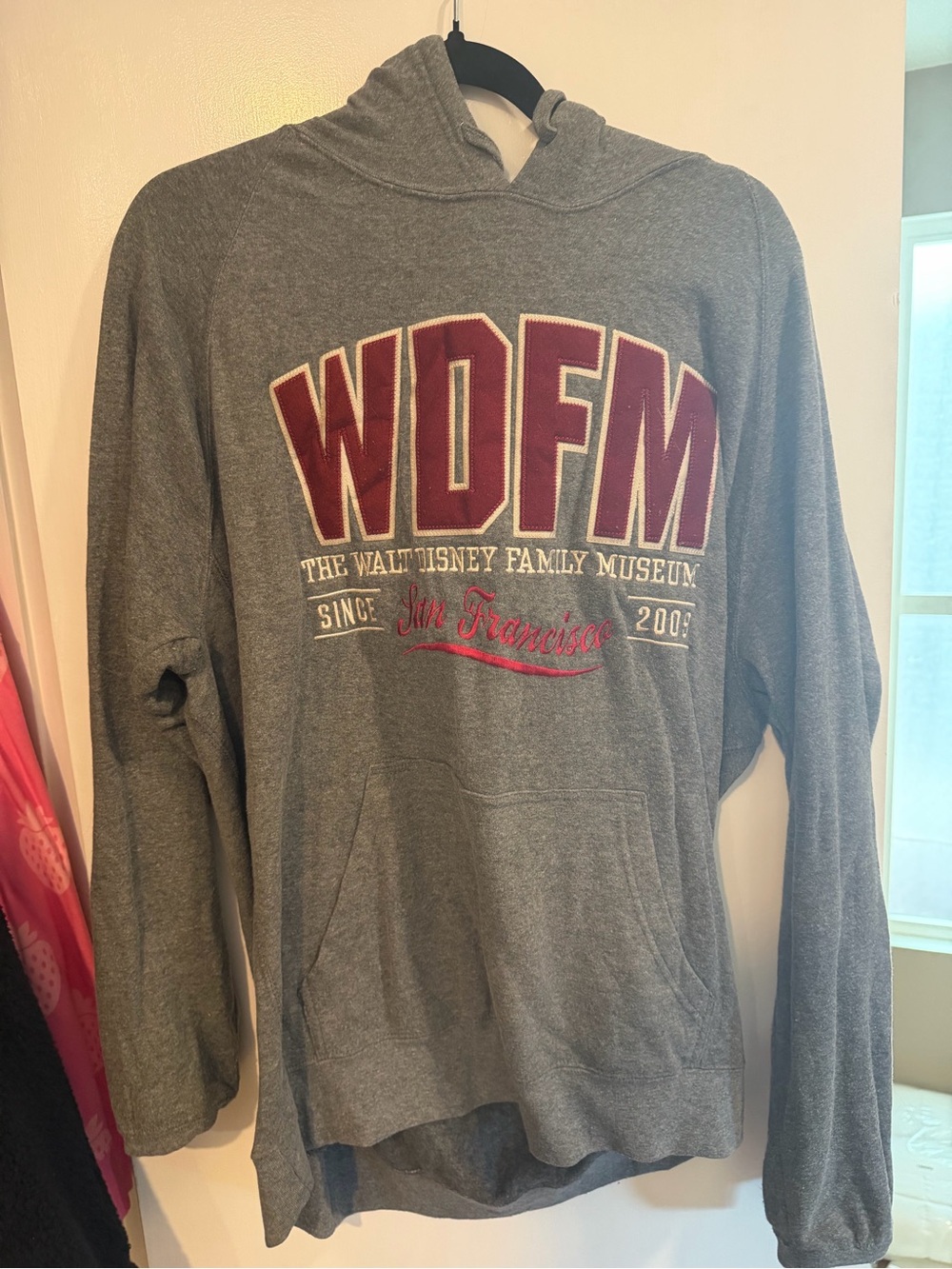 Disney Gray Hooded Sweatshirt with Maroon WDFM Logo